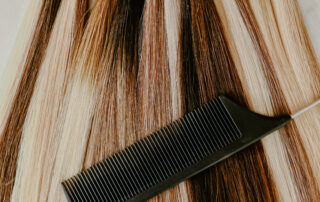 up close photo of hair extension swatch showing detail of the hair extensions