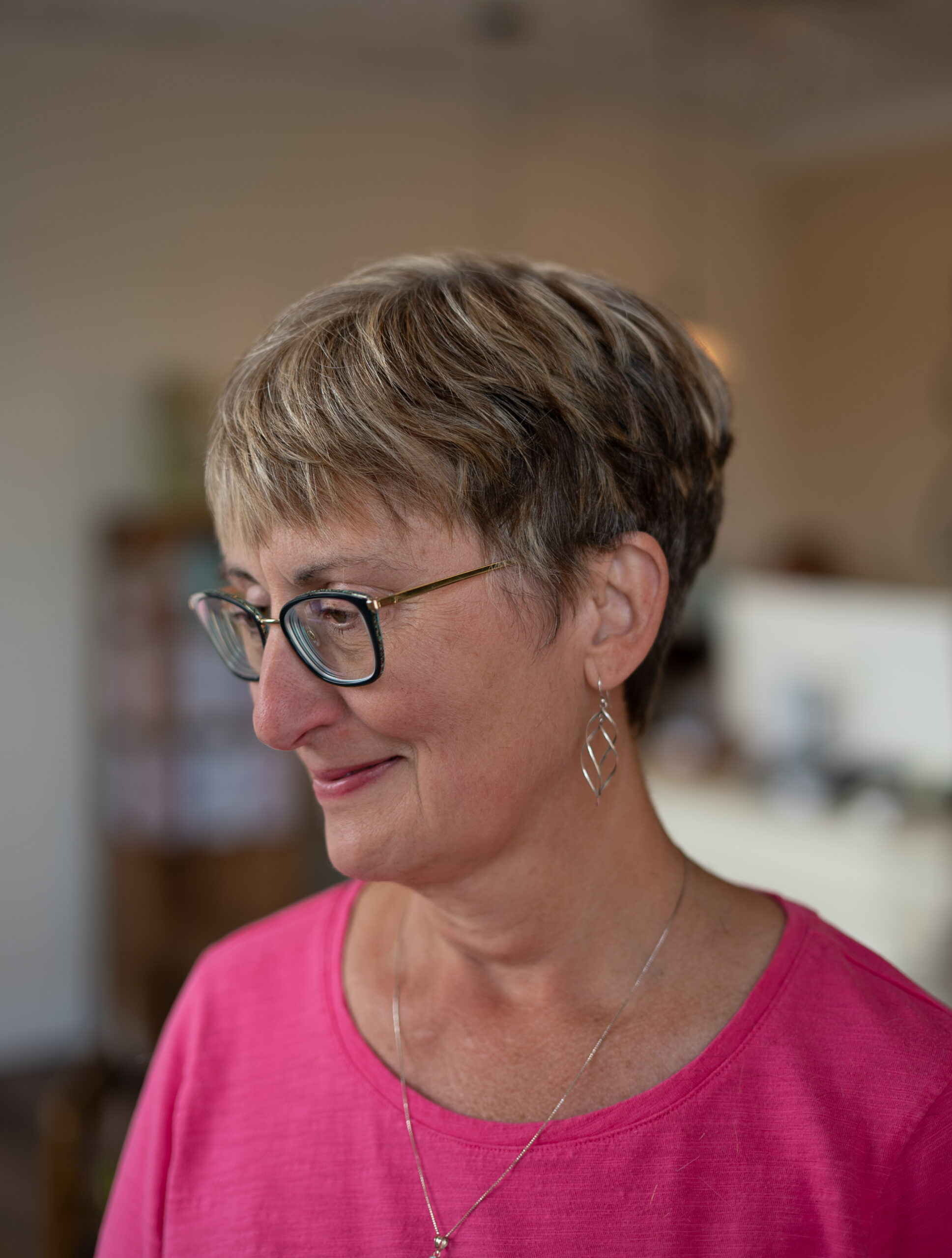 A woman showing off her bixie haircut that she got from Jenny's Salon in Mechanicsburg, PA