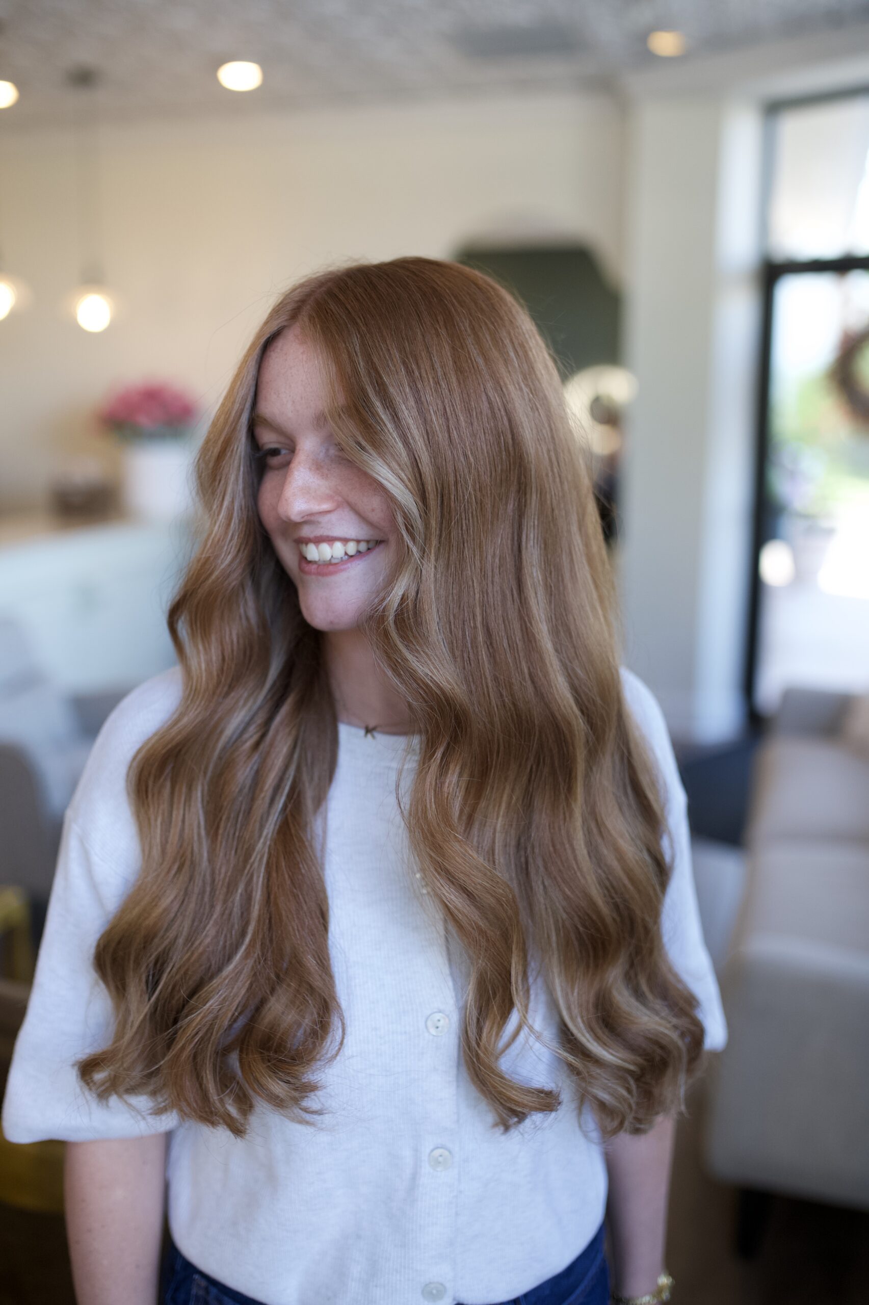 A photo of a happy client who got airtouch balayage at Jenny's Salon in Mechanicsburg, PA